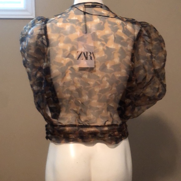 💞ZARA - NWT Sheer Wrap Top (L) - Picture 3 of 15